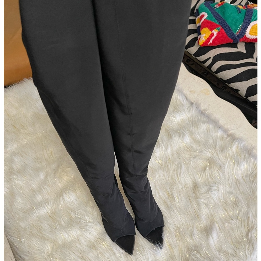 Gianvito Rossi Gotham Cuissard Peep Toe Thigh High Boots 🖤Black on black🖤 - Picture 13 of 15